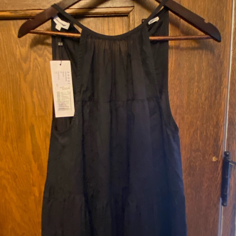 Rhode Julia Ruffle Neck Trapeze Dress In Blacks dress White size S - Picture 2 of 4